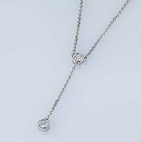 Sterling Silver Necklace with 2 Round-Cut Lab-Created Diamonds 0.219 CT.TW - изображение 4