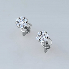 14K White Gold Earring Studs with 14 Round-Cut Lab-Created Diamonds 0.349 CT.TW