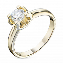 Yellow Gold Ring with 1 Round-Cut Diamond 0.4 CT.TW