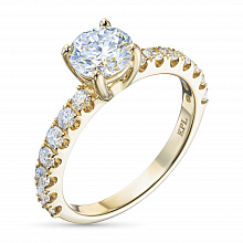 14K Yellow Gold Ring with 15 Round-Cut Lab-Created Diamonds 1.509 CT.TW