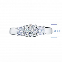 14K White Gold Ring with 3 Round-Cut Lab-Created Diamonds 1.329 CT.TW