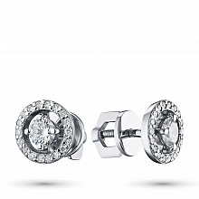 14K White Gold Earring Studs with 38 Round-Cut Lab-Created Diamonds 0.716 CT.TW