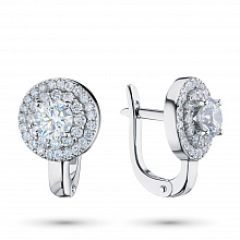 14K White Gold Earrings with 70 Round-Cut Lab-Created Diamonds 1.06 CT.TW