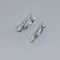 Sterling Silver Earrings with 14 Round-Cut Lab-Created Diamonds 0.172 CT.TW - изображение 4