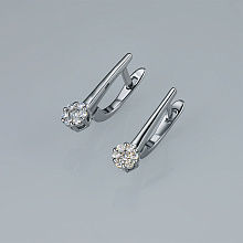 Sterling Silver Earrings with 14 Round-Cut Lab-Created Diamonds 0.209 CT.TW