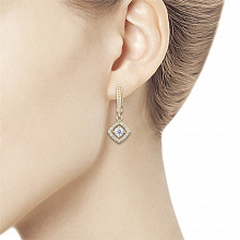 14K Yellow Gold Earrings with 54 Round-Cut Lab-Created Diamonds 0.786 CT.TW
