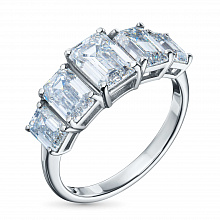 14K White Gold Ring with 5 -Cut Lab-Created Diamonds 3.391 CT.TW