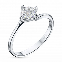 Sterling Silver Ring with 7 Round-Cut Lab-Created Diamonds 0.118 CT.TW