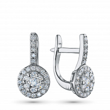 Sterling Silver Earrings with 56 Round-Cut Lab-Created Diamonds 0.491 CT.TW