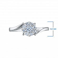 Sterling Silver Ring with 9 Round-Cut Lab-Created Diamonds 0.313 CT.TW