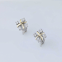 14K White and Yellow Gold Earring Studs with 8 Round-Cut Lab-Created Diamonds 0.329 CT.TW - изображение 3