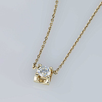 14K Yellow Gold Necklace with 1 Round-Cut Lab-Created Diamond 0.3 CT.TW - изображение 5