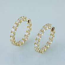 14K Yellow Gold Earrings with 30 Round-Cut Lab-Created Diamonds 5.118 CT.TW