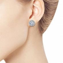 14K White Gold Earring Studs with 34 Round-Cut Lab-Created Diamonds 3.45 CT.TW