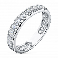 14K White Gold Ring with 44 Round-Cut Lab-Created Diamonds 0.442 CT.TW