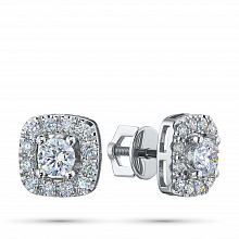 14K White Gold Earring Studs with 26 Round-Cut Lab-Created Diamonds 1.049 CT.TW