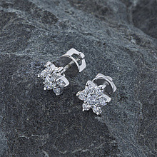 14K White Gold Earring Studs with 14 Round-Cut Lab-Created Diamonds 0.903 CT.TW