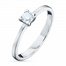 14K White Gold Ring with 1 Round-Cut Lab-Created Diamond 1.045 CT.TW