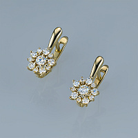 14K Yellow Gold Earrings with 22 Round-Cut Lab-Created Diamonds 0.596 CT.TW - изображение 4