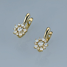 14K Yellow Gold Earrings with 22 Round-Cut Lab-Created Diamonds 0.472 CT.TW