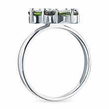 Sterling Silver Ring with 5 Pear-Cut Chromdiopsides 2.12 CT.TW