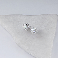 14K White Gold Earring Studs with 26 Round-Cut Lab-Created Diamonds 0.681 CT.TW - изображение 4