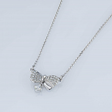 Sterling Silver Necklace with 35 Round-Cut Lab-Created Diamonds 0.313 CT.TW