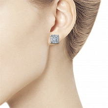 14K White Gold Earring Studs with 18 Round-Cut Lab-Created Diamonds 0.591 CT.TW