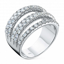 14K White Gold Ring with 69 Round-Cut Lab-Created Diamonds 1.476 CT.TW