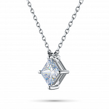 14K White Gold Necklace with 1 Princess-Cut Lab-Created Diamond 1.081 CT.TW