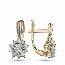 14K Yellow Gold Earrings with 22 Round-Cut Lab-Created Diamonds 0.472 CT.TW