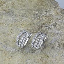 14K White Gold Earrings with 42 Round-Cut Lab-Created Diamonds 0.621 CT.TW
