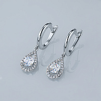 Sterling Silver Earrings with 42 Round-Cut Lab-Created Diamonds 0.63 CT.TW - изображение 4