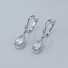 Sterling Silver Earrings with 42 Round-Cut Lab-Created Diamonds 0.631 CT.TW