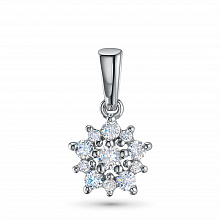 Sterling Silver Pendant with 11 Round-Cut Lab-Created Diamonds 0.221 CT.TW