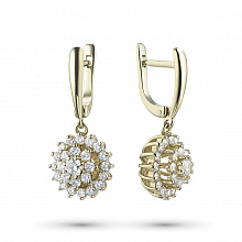 14K Yellow Gold Earrings with 50 Round-Cut Lab-Created Diamonds 1.596 CT.TW
