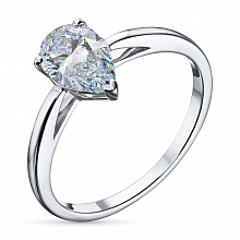 14K White Gold Ring with 1 Pear-Cut Lab-Created Diamond 2.09 CT.TW