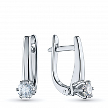 14K White Gold Earrings with 2 Round-Cut Lab-Created Diamonds 0.64 CT.TW