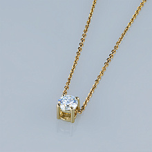 14K Yellow Gold Pendant with 1 Round-Cut Lab-Created Diamond 0.32 CT.TW