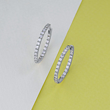 Sterling Silver Earrings with 44 Round-Cut Lab-Created Diamonds 0.712 CT.TW