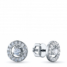 14K White Gold Earring Studs with 26 Round-Cut Lab-Created Diamonds 0.511 CT.TW