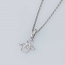 Sterling Silver Pendant with 1 Round-Cut Lab-Created Diamond 0.016 CT.TW