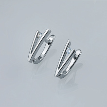 Sterling Silver Earrings with 2 Round-Cut Lab-Created Diamonds 0.069 CT.TW