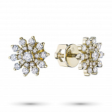 14K Yellow Gold Earring Studs with 42 Round-Cut Lab-Created Diamonds 0.572 CT.TW