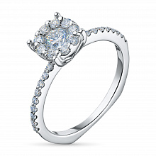 Sterling Silver Ring with 28 Round-Cut Lab-Created Diamonds 0.593 CT.TW