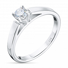 Sterling Silver Ring with 1 Round-Cut Lab-Created Diamond 0.281 CT.TW