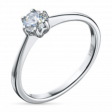 14K White Gold Ring with 1 Round-Cut Lab-Created Diamond 0.339 CT.TW