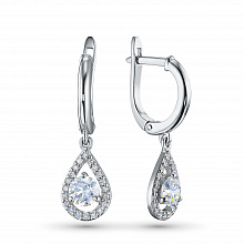 Sterling Silver Earrings with 42 Round-Cut Lab-Created Diamonds 0.631 CT.TW
