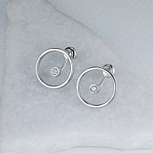 14K White Gold Earring Studs with 2 Round-Cut Lab-Created Diamonds 0.134 CT.TW