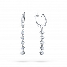 Sterling Silver Earrings with 34 Round-Cut Lab-Created Diamonds 1.297 CT.TW